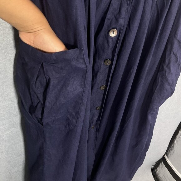 Dressage by Paul Costelloe Dress‎ Women 8 Blue Irish Linen Pockets Timeless VTG - Picture 6 of 14